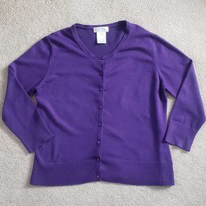 3/4 Sleeve Cardigan - Purple M